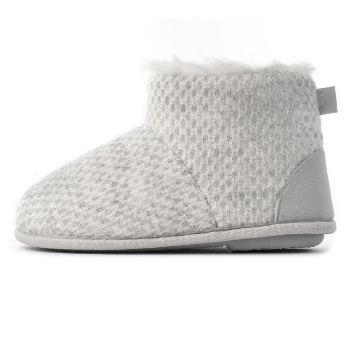 Isotoner® Ladies Sparkle Knit Boot Slippers Light Grey Extra Image 3